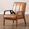 Baxton Studio Nikko Mid-century Modern Tan Faux Leather and Walnut Brown finished Wood Lounge Chair 175-10974-Zoro - alternate 3